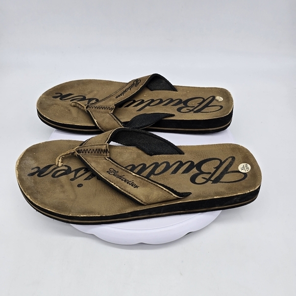 Budweiser Shoe Men 14 Thong Sandals Brown - Picture 7 of 8